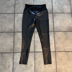 Assets By Spanx Black Faux Leather Leggings